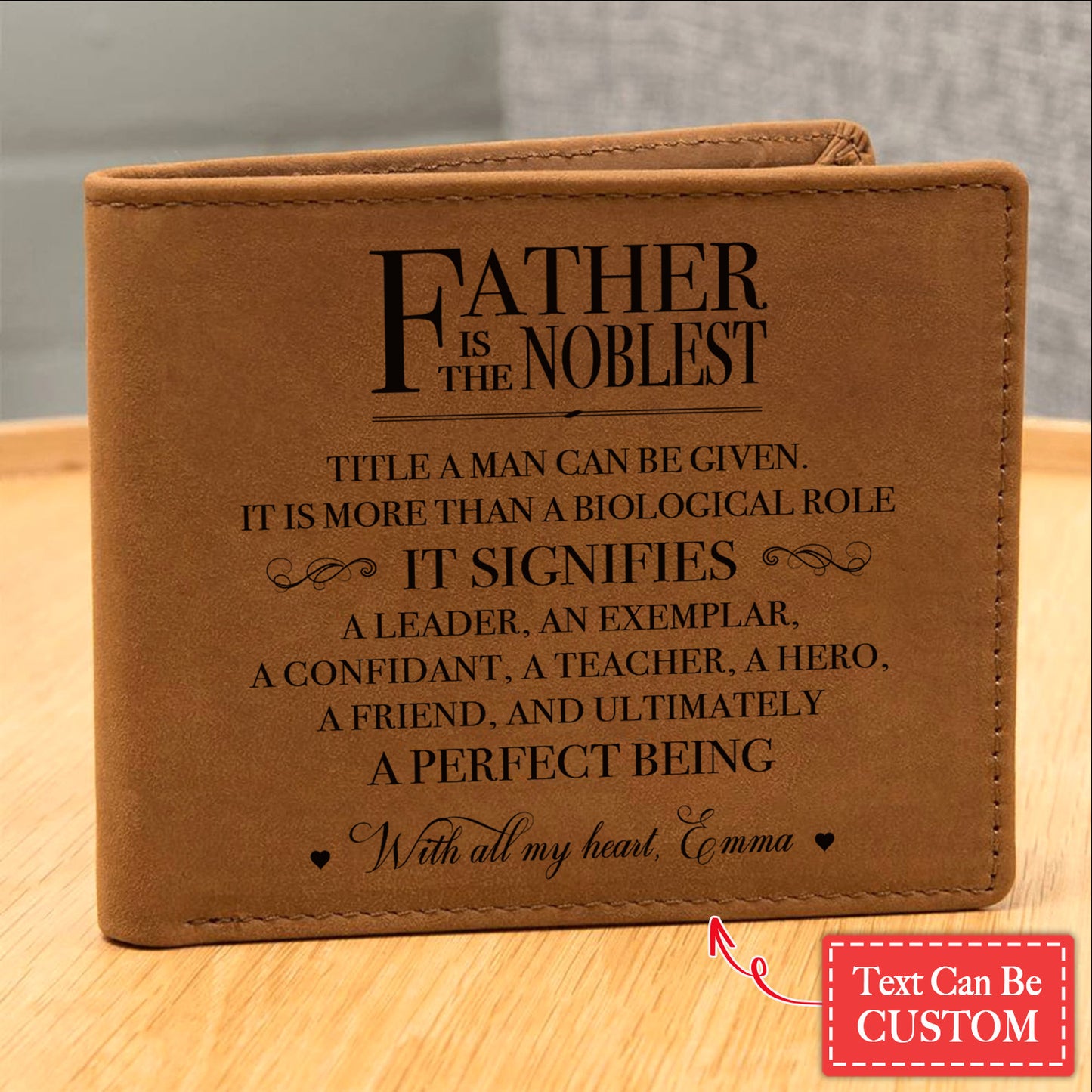 Father Is The Noblest Gifts For Father's Day Personalized Name Graphic Leather Wallet