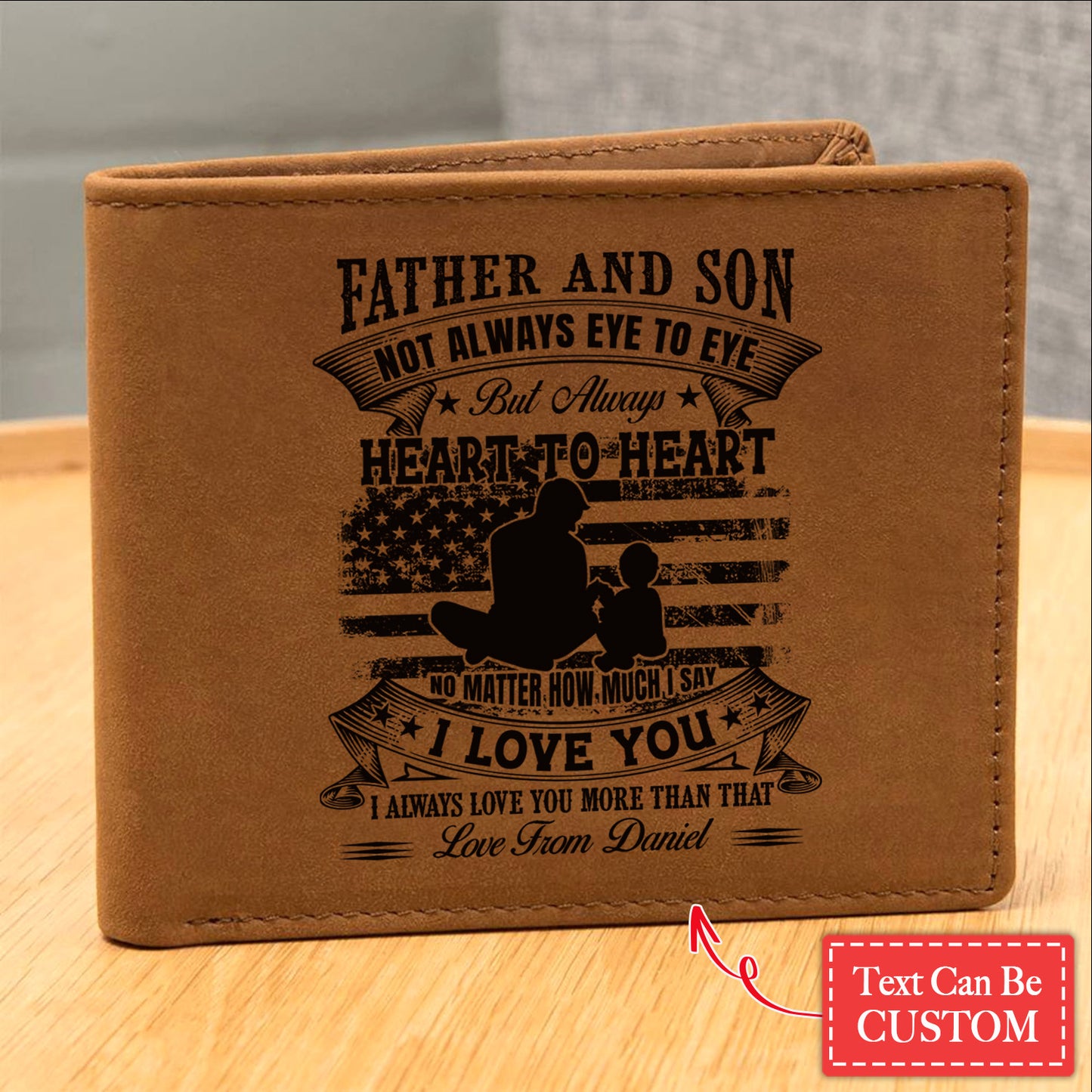 Father And Son Not Always Eye To Eye Gifts For Father's Day Personalized Name Graphic Leather Wallet