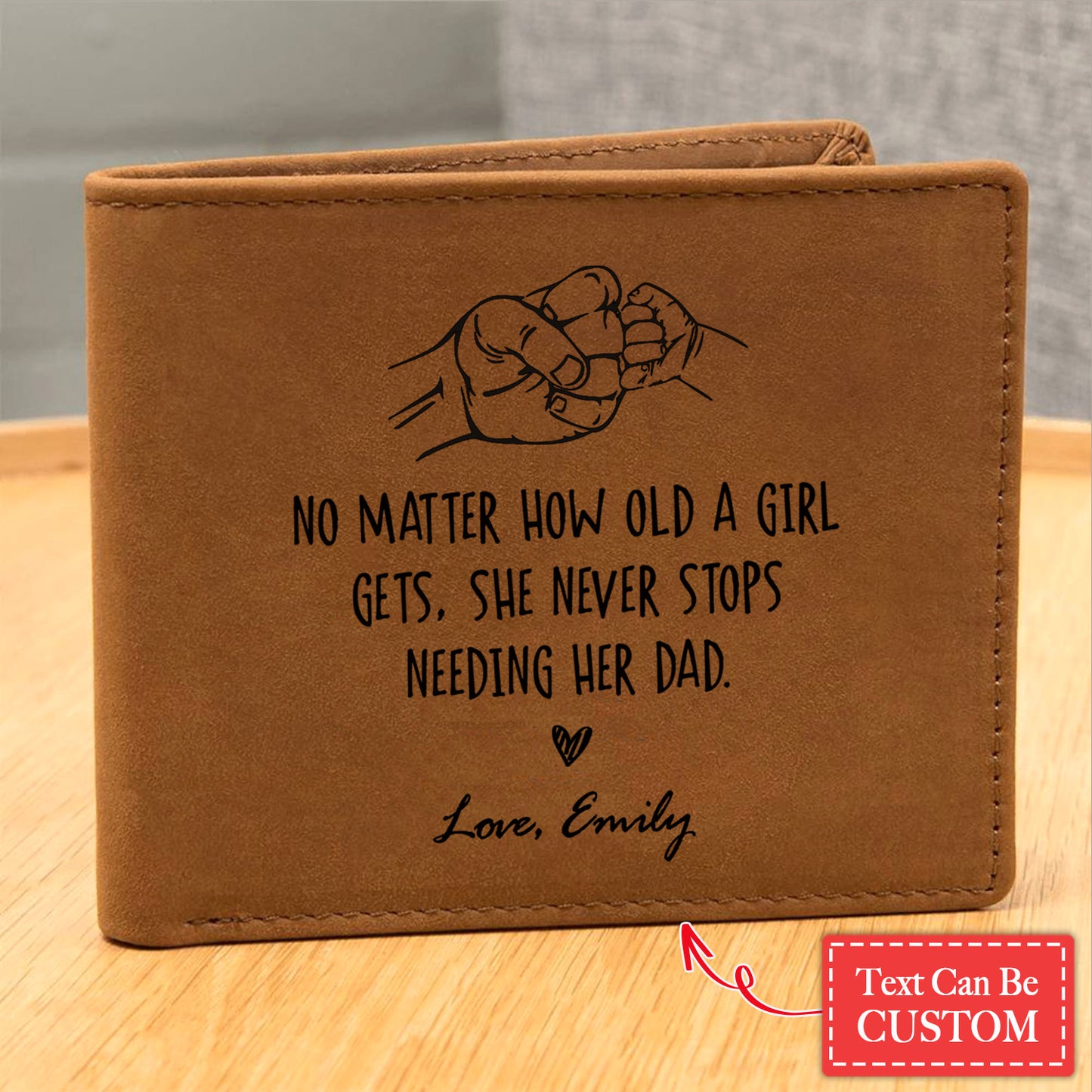 No Matter How Old A Girl Gets Gifts For Father's Day Birthday Gift Idea Personalized Name Graphic Leather Wallet