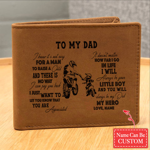 Father and Son Motocross Gifts For Father's Day Personalized Name Graphic Leather Wallet