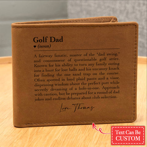 Golf Dad Gifts For Father's Day Personalized Name Graphic Leather Wallet