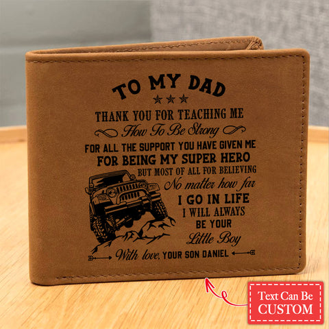 Dad's Mountaineering Pickup Truck Gifts For Father's Day Custom Name Graphic Leather Wallet