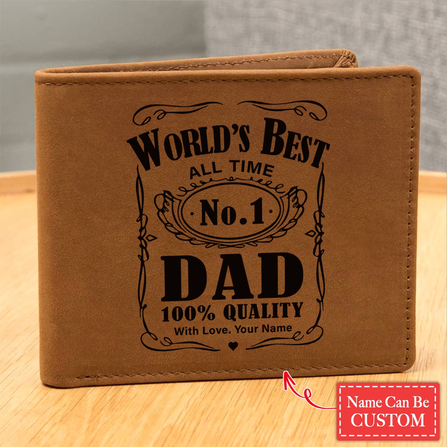 World´s Best No. 1 Dad Daddy Gifts For Father's Day Birthday Gift Idea Personalized Name Graphic Leather Wallet