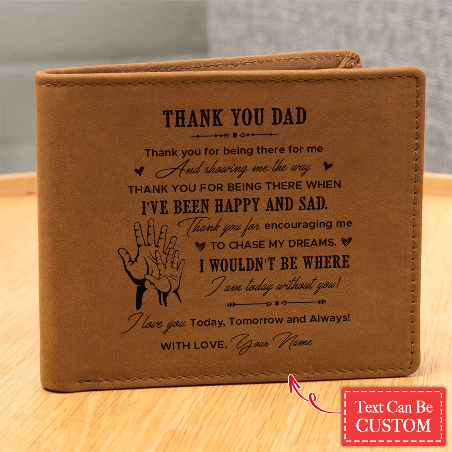 Thank You For Being There For Me Gifts For Father's Day Personalized Name Graphic Leather Wallet