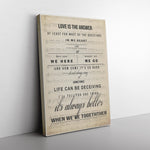 Love Is The Answer All Least For Most Of The Question Frame Canvas All Size