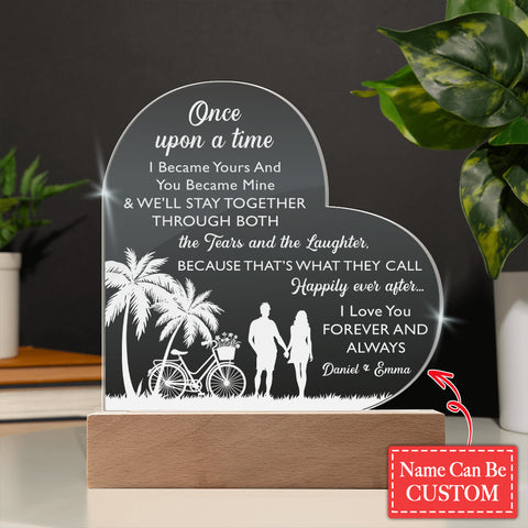I Love You Forever And Always Custom Name Engraved Acrylic Heart Plaque