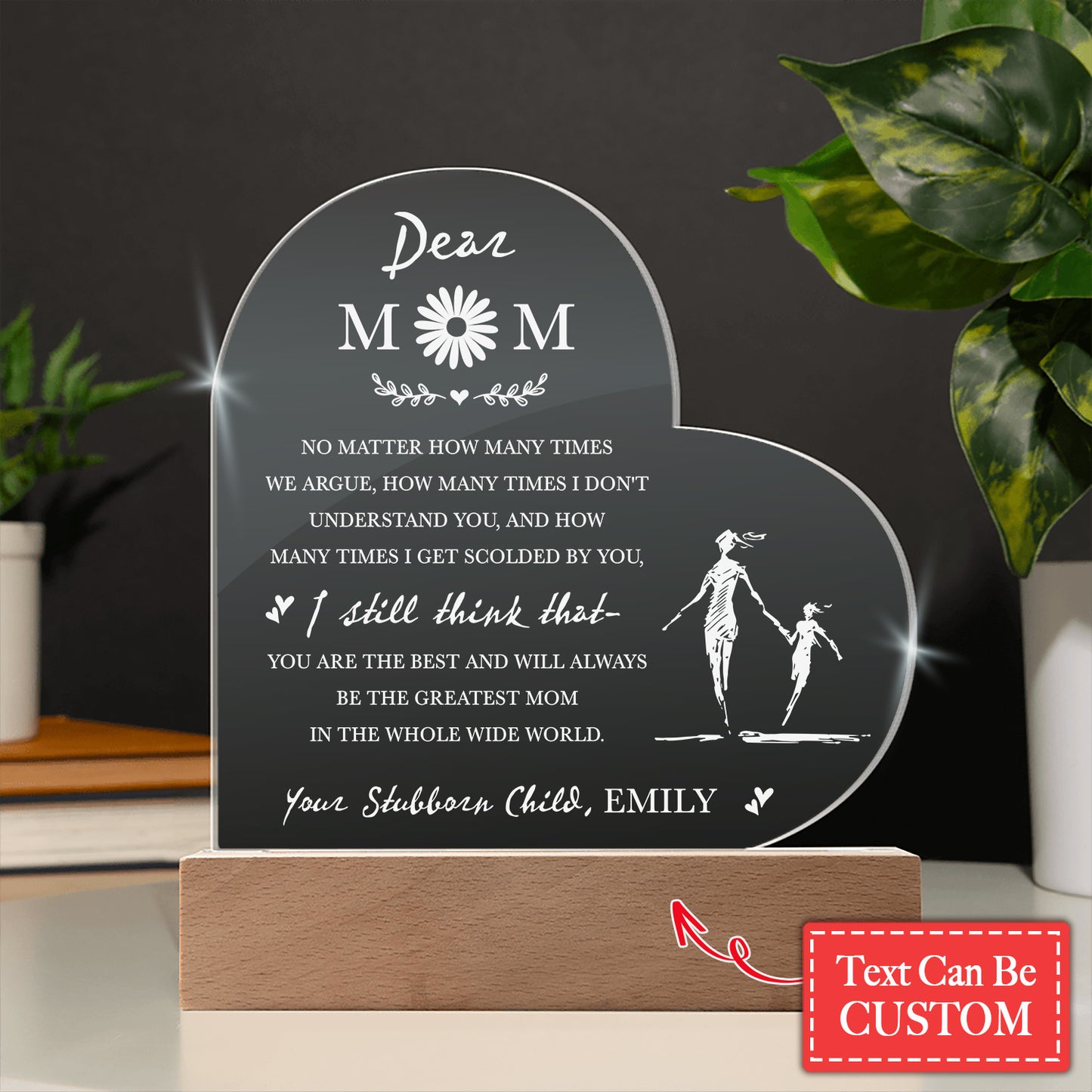 Dear Mom, NO MATTER HOW MANY TIMES Gifts For Mother's Day Personalized Name Engraved Acrylic Heart Plaque