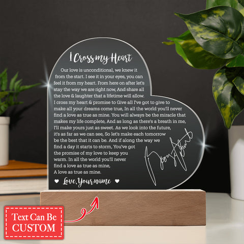 George Strait I Cross My Heart Lyrics Heart Typography Signed For Fan Custom Name Engraved Acrylic Heart Plaque