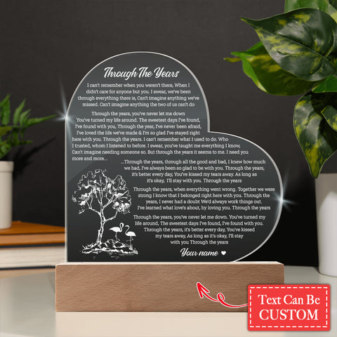 Through The Years Custom Name Engraved Acrylic Heart Plaque