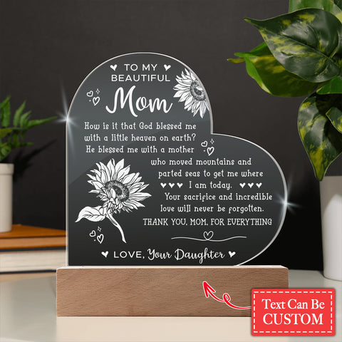 How Is It That God Blessed Me With A Little Heaven On Earth Gifts For Mother's Day Custom Name Engraved Acrylic Heart Plaque