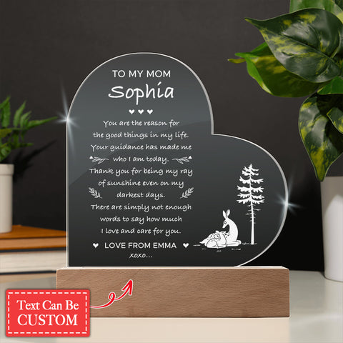 You Are The Reason For The Good Things Gifts For Mother's Day Personalized Name Engraved Acrylic Heart Plaque
