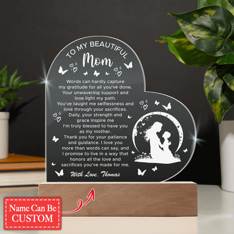 I Promise To Live In A Way That Honors All The Love Gifts For Mother's Day Custom Name Engraved Acrylic Heart Plaque