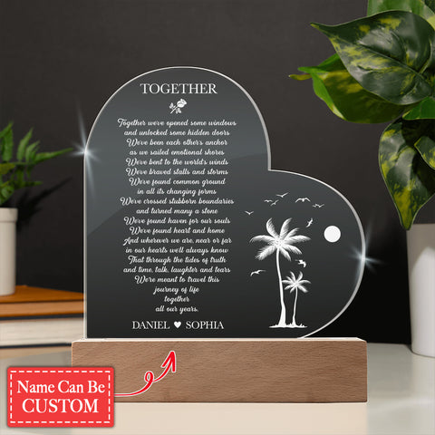 TOGETHER Custom Name Engraved Acrylic Heart Plaque
