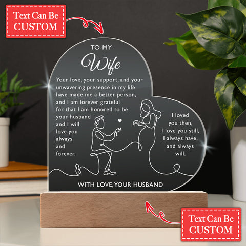 I Am Forever Grateful For That I Am Honored To Be Your Husband Custom Name Engraved Acrylic Heart Plaque