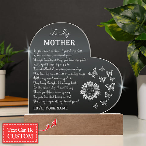 In Your Warm Embrace I Found My Place Gifts For Mother's Day Personalized Name Engraved Acrylic Heart Plaque