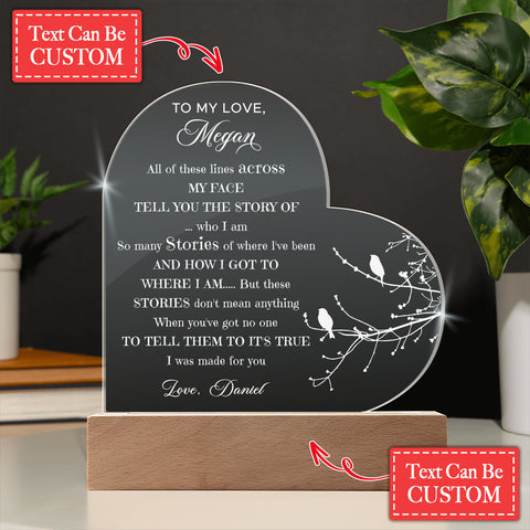 Brandi Carlile The Story Song Lyrics Cardinals Custom Name Engraved Acrylic Heart Plaque