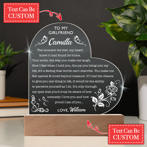 The Moment We Met My Heart Knew It Had Found Its Home Custom Name Engraved Acrylic Heart Plaque