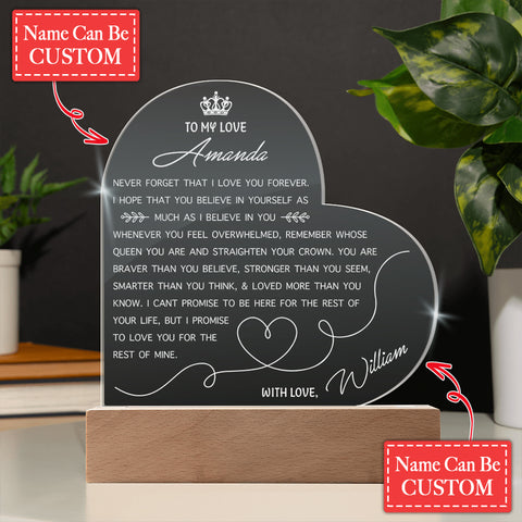I HOPE THAT YOU BELIEVE IN YOURSELF AS MUCH AS I BELIEVE IN YOU Personalized Name Engraved Acrylic Heart Plaque