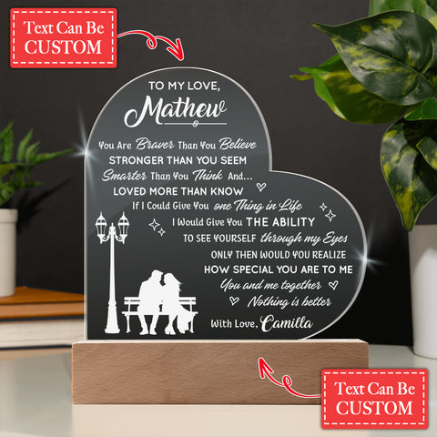 How Special You Are To Me You And Me Together Custom Name Engraved Acrylic Heart Plaque