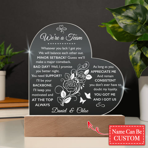 I'll Keep You Motivated And AT THE TOP ALWAYS Custom Name Engraved Acrylic Heart Plaque