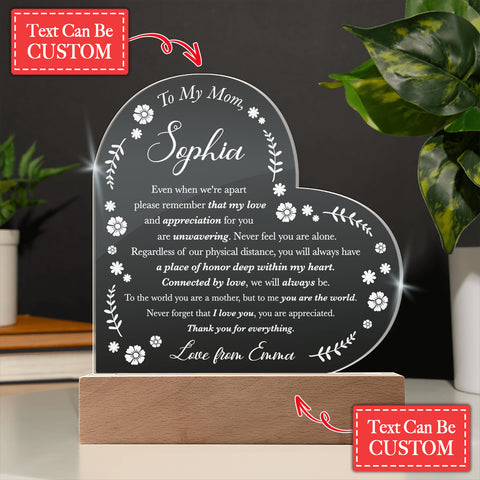 Even When We're Apart Please Remember Gifts For Mother's Day Personalized Name Engraved Acrylic Heart Plaque