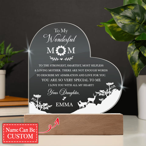 MOM, YOU ARE SO VERY SPECIAL TO ME Gifts For Mother's Day Custom Name Engraved Acrylic Heart Plaque