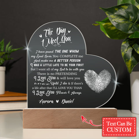I have found THE ONE WHOM my Soul Loves Custom Name Engraved Acrylic Heart Plaque