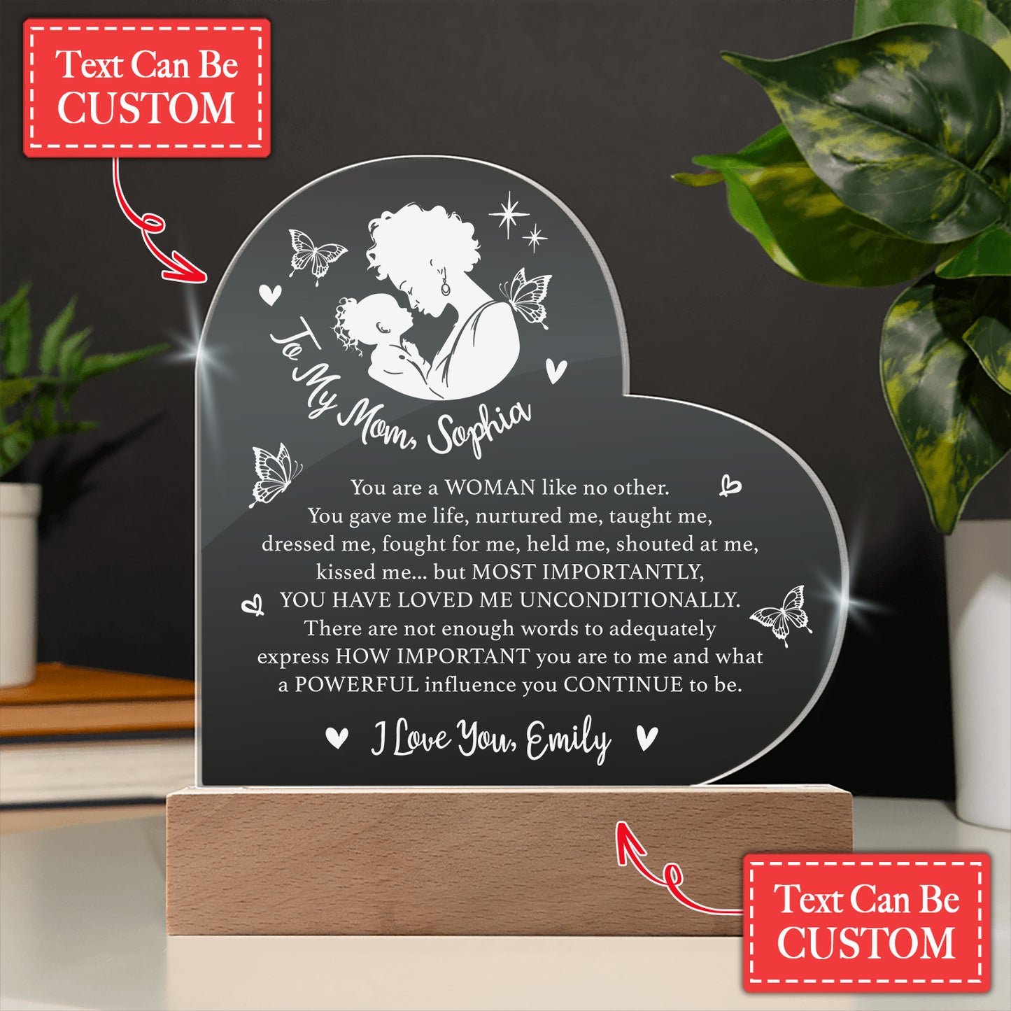 YOU HAVE LOVED ME UNCONDITIONALLY Gifts For Mother's Day Personalized Name Engraved Acrylic Heart Plaque