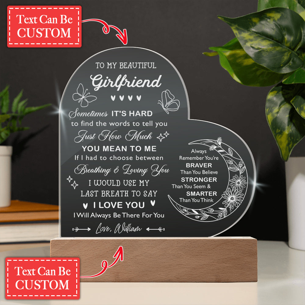 I Would Use My Last Breath To Say I LOVE YOU Custom Name Engraved Acrylic Heart Plaque