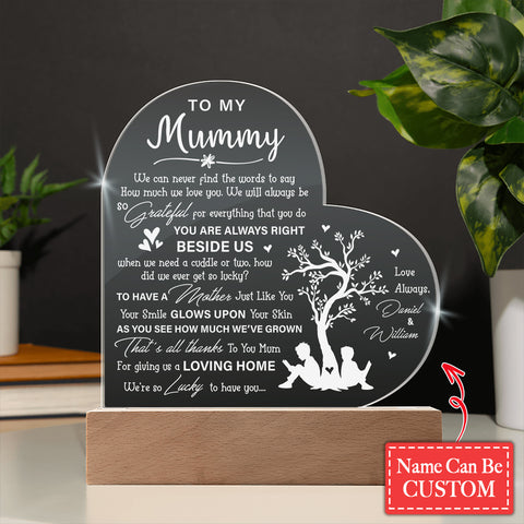 We Can Never Find The Words To Say Gifts For Mother's Day Personalized Name Engraved Acrylic Heart Plaque