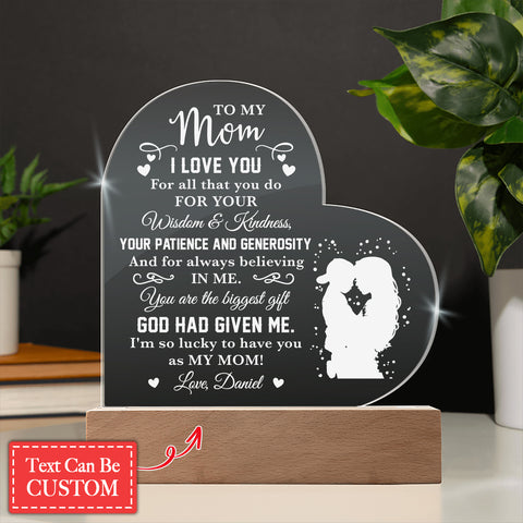 I Love You For All That You Do Gifts For Mother's Day Personalized Name Engraved Acrylic Heart Plaque