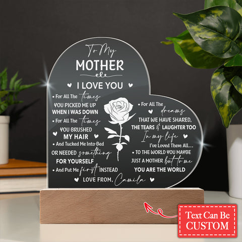 For All The Times YOU BRUSHED MY HAIR Gifts For Mother's Day Custom Name Engraved Acrylic Heart Plaque