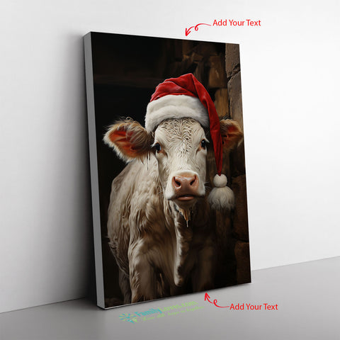 Miniature Highland Cow Of A Dairy Cow With A Christmas Canvas Full Size