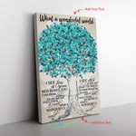 Myself What A Wonderful World Blue Tree Vintage Wall Art Gifts Frame Canvas All Size