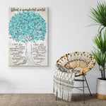 Myself What A Wonderful World Blue Tree Vintage Wall Art Gifts Frame Canvas All Size