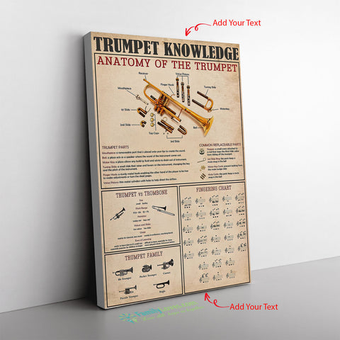 Poster Trumpet Knowledge Anatomy Of The Trumpet Portrait No Frame Art Canvas Wall All Size