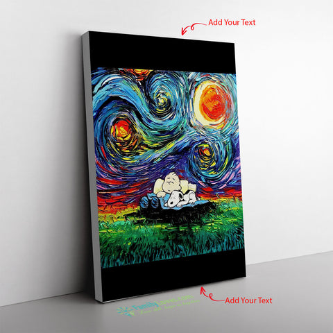 Snoopy Sleep With Charlie Brown Starry Night For Frame Canvas All Size