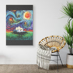 Snoopy Sleep With Charlie Brown Starry Night For Frame Canvas All Size