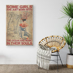 Some Girls Are Just Born With The Ocean And Music In Their Souls Girl On The Beach Frame Canvas All Size