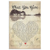 Tesla What You Give Heart Lyric Typography Guitar Members Signed For Fan Frame Canvas All Size