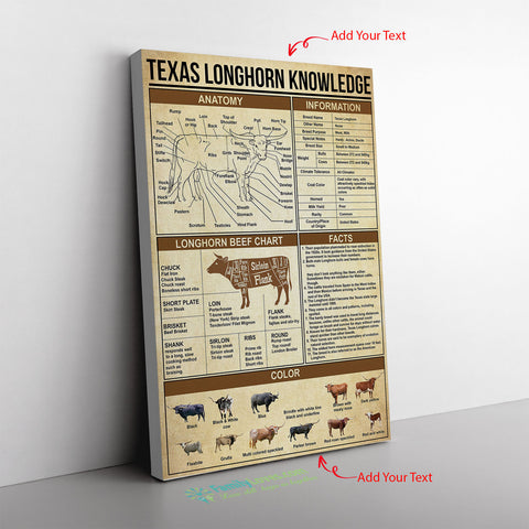 Texas Longhorn Knowledge Vertical Canvas Wall All Size