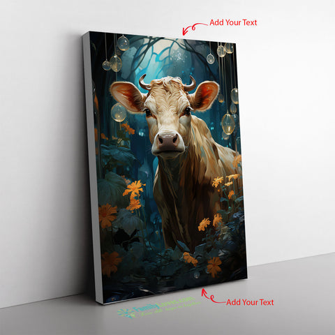 The Purple Cow A Mixed Media Illustration Of A Dairy Cow Adorned Canvas Full Size