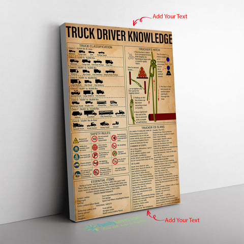 Truck Driver Knowledge Truck Canvas Wall All Size