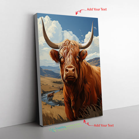 Wallpaper Cow Print A Highland Cow Grazing Amid Canvas Full Size