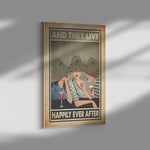 Wine Loves And They Lived Happily Ever After Canvas Prints Vintage Wall Art Gifts Frame Canvas All Size