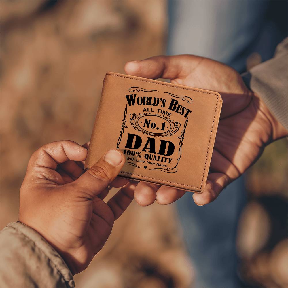 World´s Best No. 1 Dad Daddy Gifts For Father's Day Birthday Gift Idea Personalized Name Graphic Leather Wallet