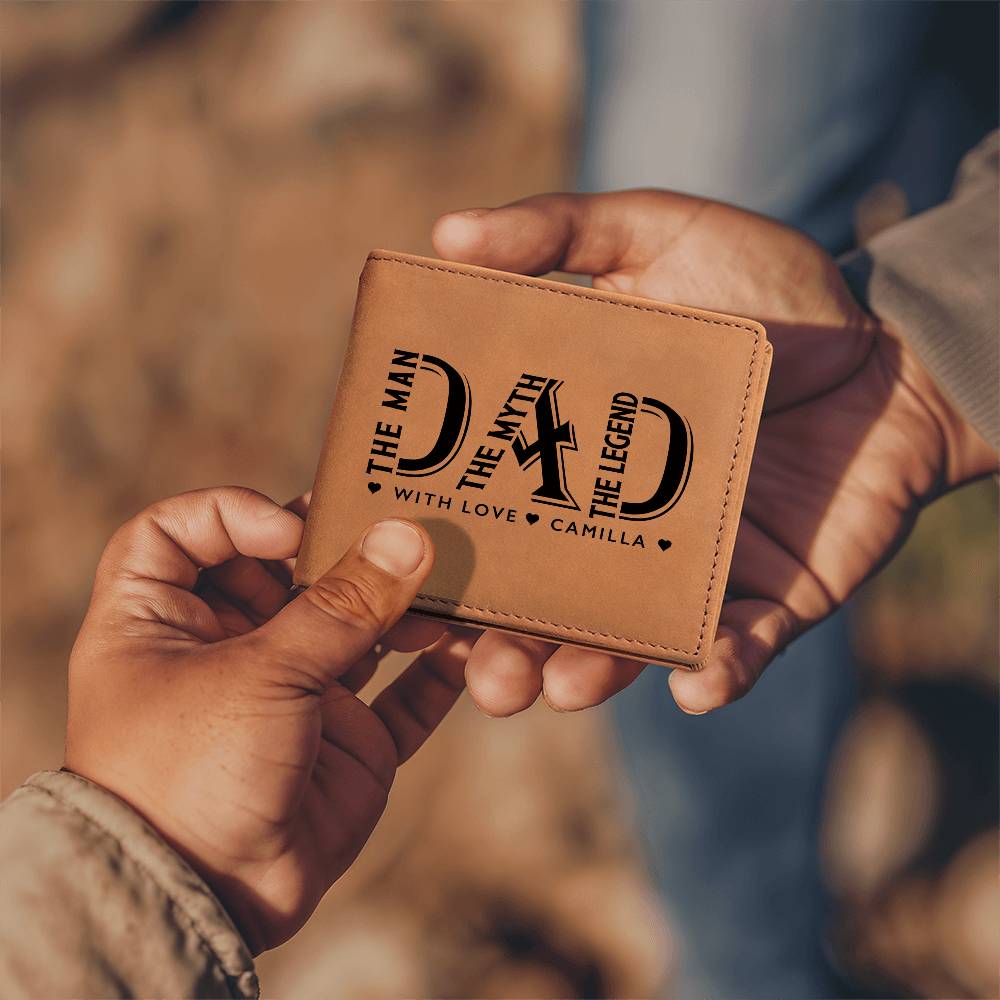 DAD, THE MAN, THE MYTH, THE LEGEND Gifts For Father's Day Custom Name Graphic Leather Wallet