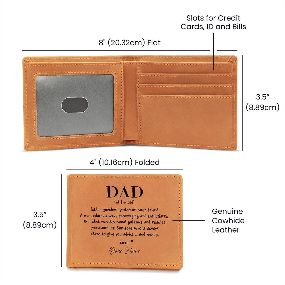 A Man Who Is Always Encouraging And Enthusiastic Gifts For Father's Day Personalized Name Graphic Leather Wallet