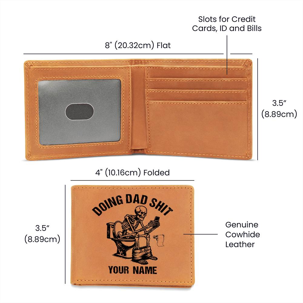 Doing Dad Shit Dad Joke Skeleton Dad Funny Dad Fathers Day Gifts For Father's Day Birthday Gift Idea Personalized Name Graphic Leather Wallet