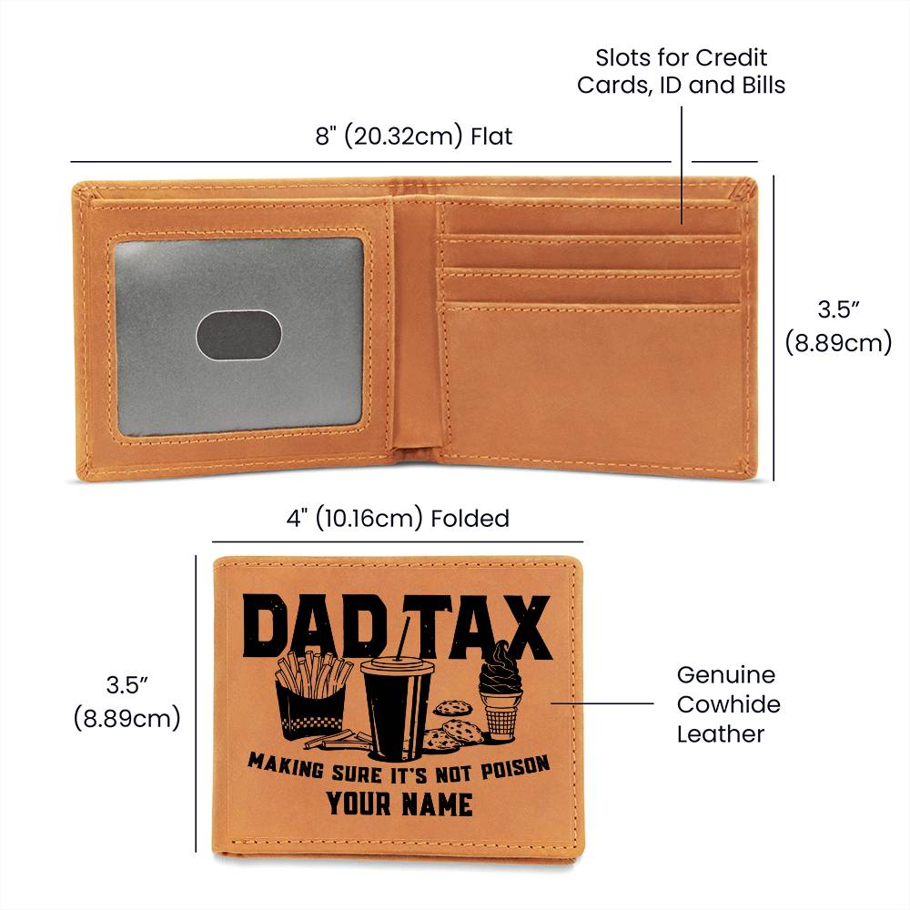 Retro Dad Tax Making Sure It's Not Poison Funny Father's Day Gifts For Father's Day Birthday Gift Idea Personalized Name Graphic Leather Wallet